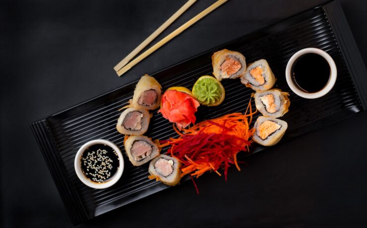 plat de sushis, cuisine japonaise