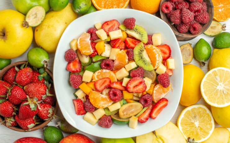 fresh fruit kiwi strawberry orange apple