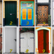 Photo montage with 10 doors in different styles