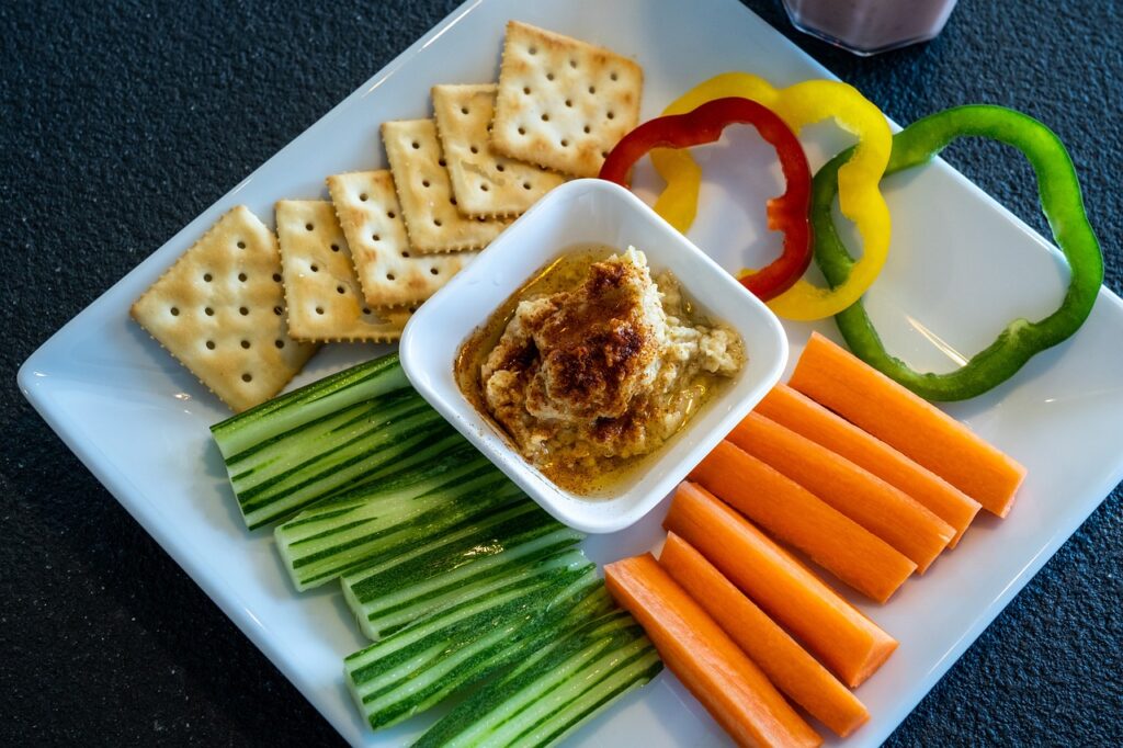 Houmous, snack, légumes, collations