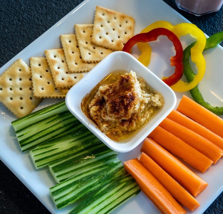 Houmous, snack, légumes, collations